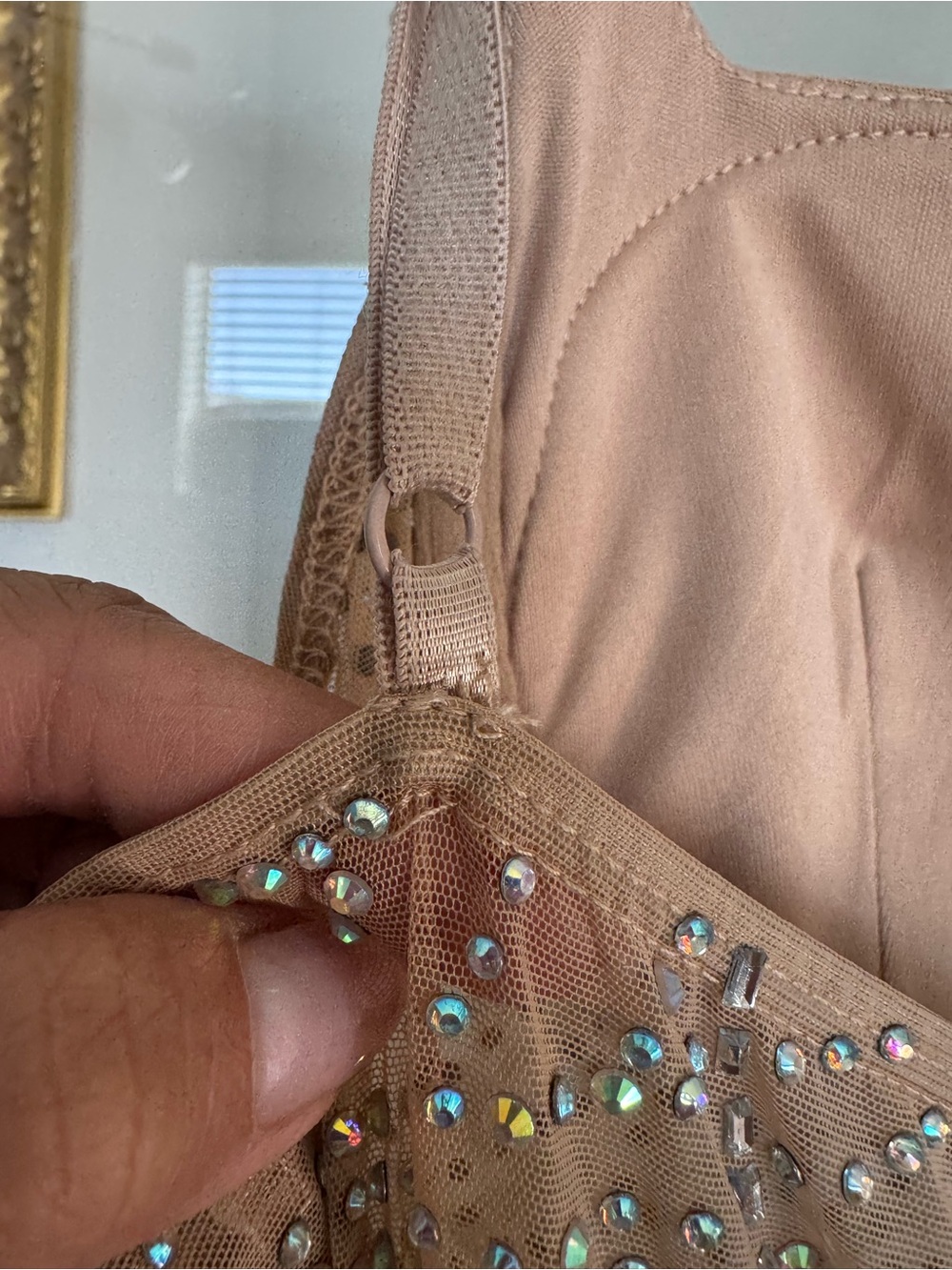 Nude Crystal Fringe Mini Dress - Picture 7 of 9